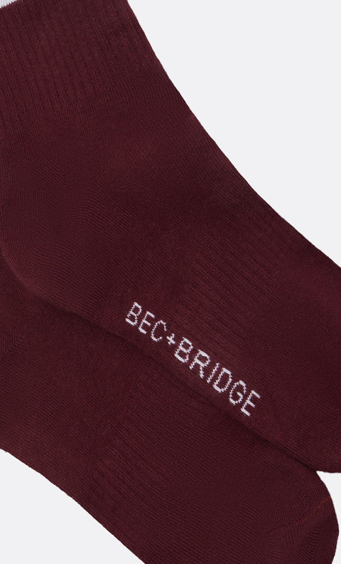 B+B SOCKS - BURG/WHITE