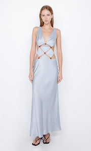 Dove Blue Agathe Diamond Dress with beads and cutout by Bec + Bridge