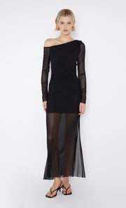 Black mesh Fae Asym Long Sleeve Dress by Bec + Bridge