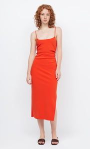 The Jessi Midi Bonded Crepe Dress in Frie Red by Bec + Bridge