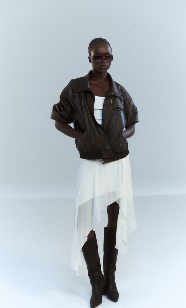 TYLA BOMBER JACKET - VINTAGE CHOCOLATE