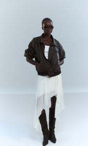TYLA BOMBER JACKET - VINTAGE CHOCOLATE