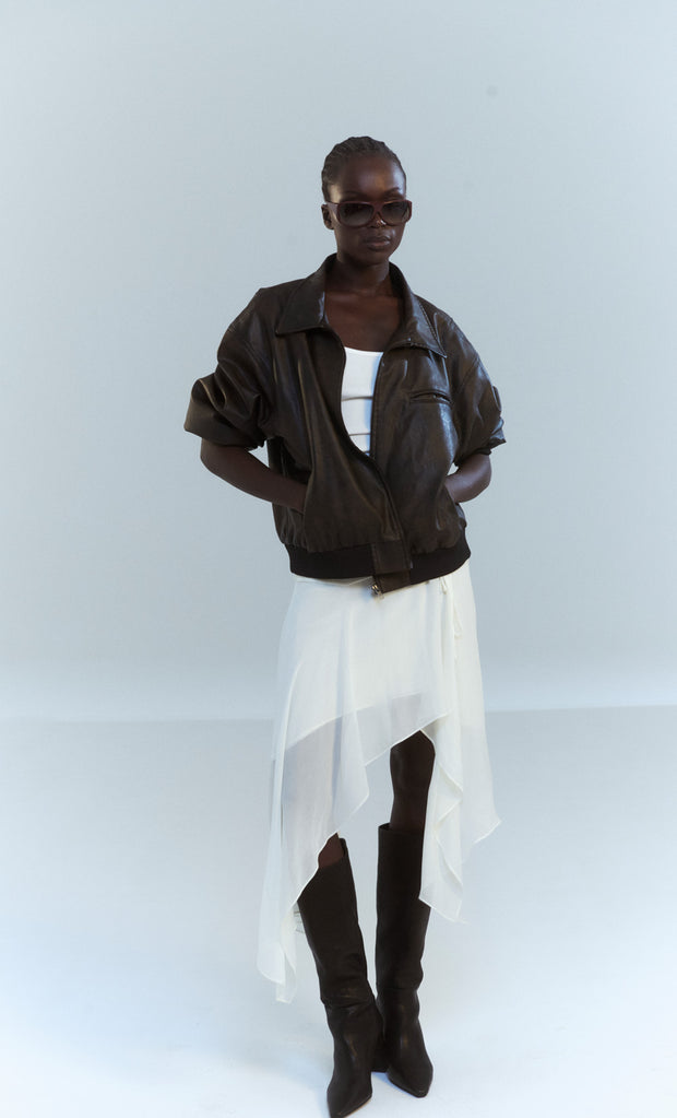 TYLA BOMBER JACKET - VINTAGE CHOCOLATE