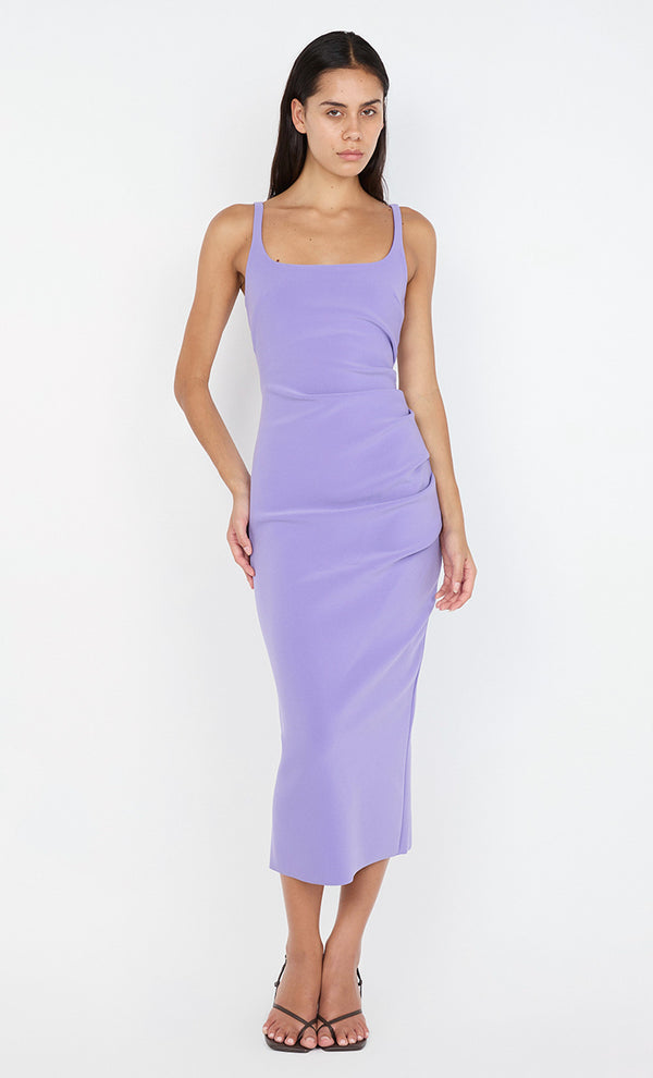 KARINA TUCK MIDI DRESS - GRAPE