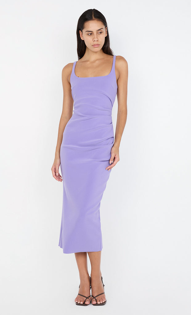 KARINA TUCK MIDI DRESS - GRAPE