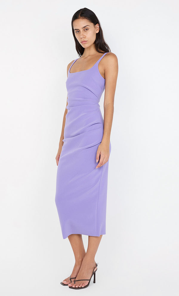 KARINA TUCK MIDI DRESS - GRAPE
