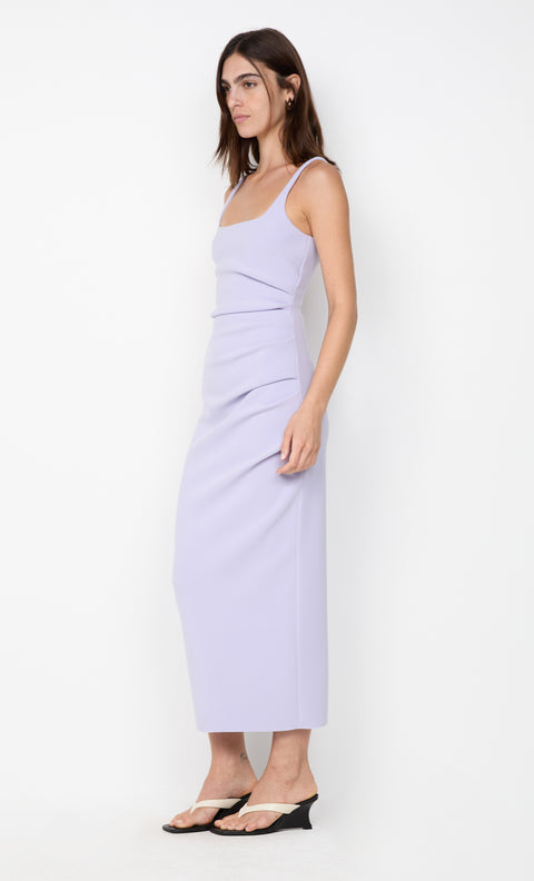 KARINA TUCK MIDI DRESS - LILAC