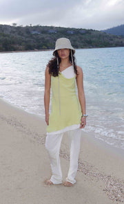 JEHNAYA ASYM MINI DRESS - CITRUS/BUTTER CREAM