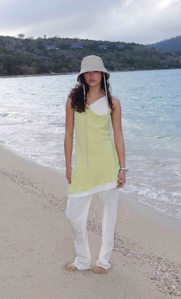 JEHNAYA ASYM MINI DRESS - CITRUS/BUTTER CREAM