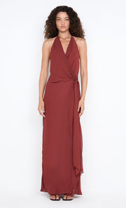 SONEVA WRAP DRESS - RUST