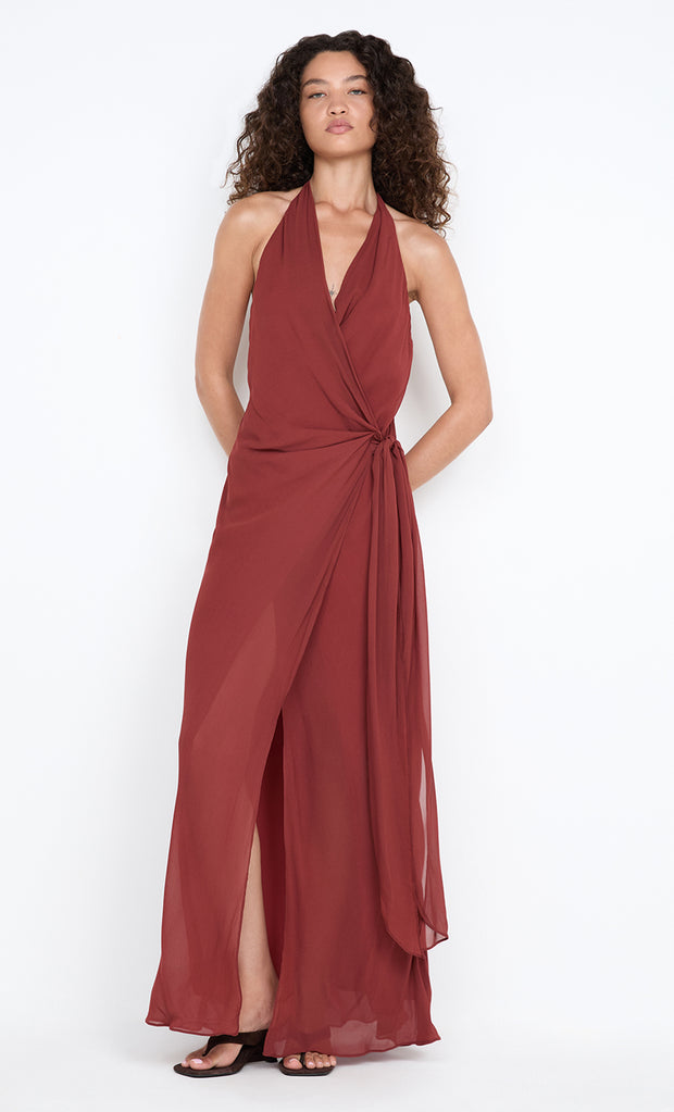 SONEVA WRAP DRESS - RUST