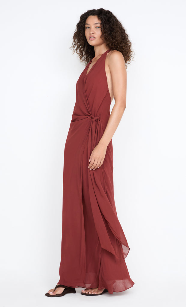 SONEVA WRAP DRESS - RUST