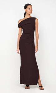LEORA ASYM MAXI DRESS - DARK CHOCOLATE