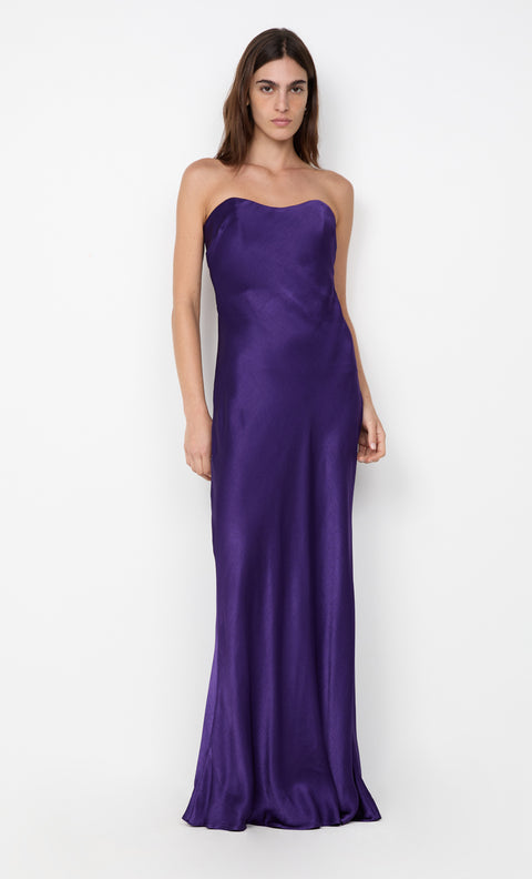 CINDER STRAPLESS MAXI DRESS - DEEP PURPLE