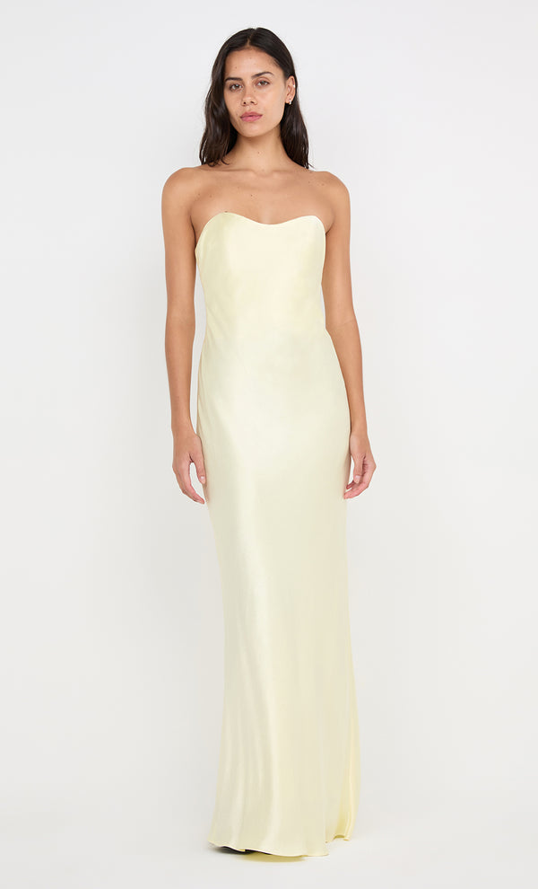 CINDER STRAPLESS MAXI DRESS - ICE YELLOW