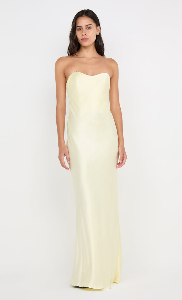 CINDER STRAPLESS MAXI DRESS - ICE YELLOW