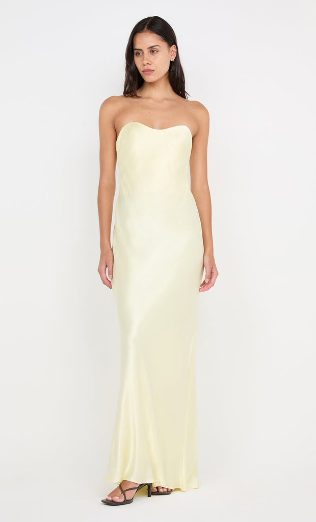 CINDER STRAPLESS MAXI DRESS - ICE YELLOW
