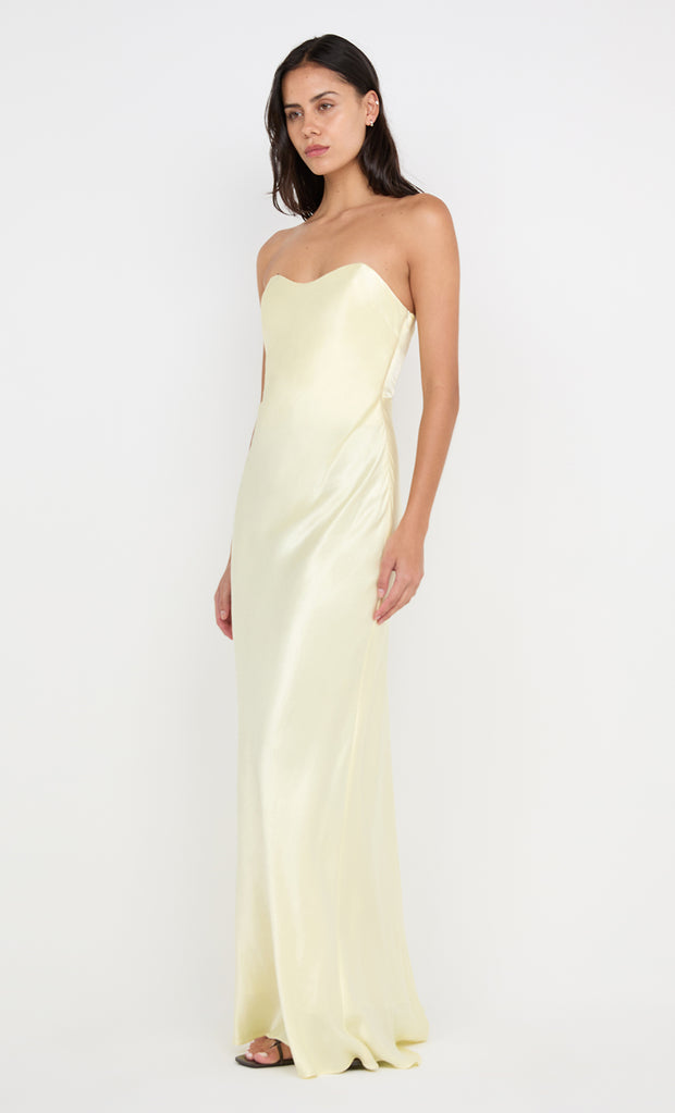 CINDER STRAPLESS MAXI DRESS - ICE YELLOW