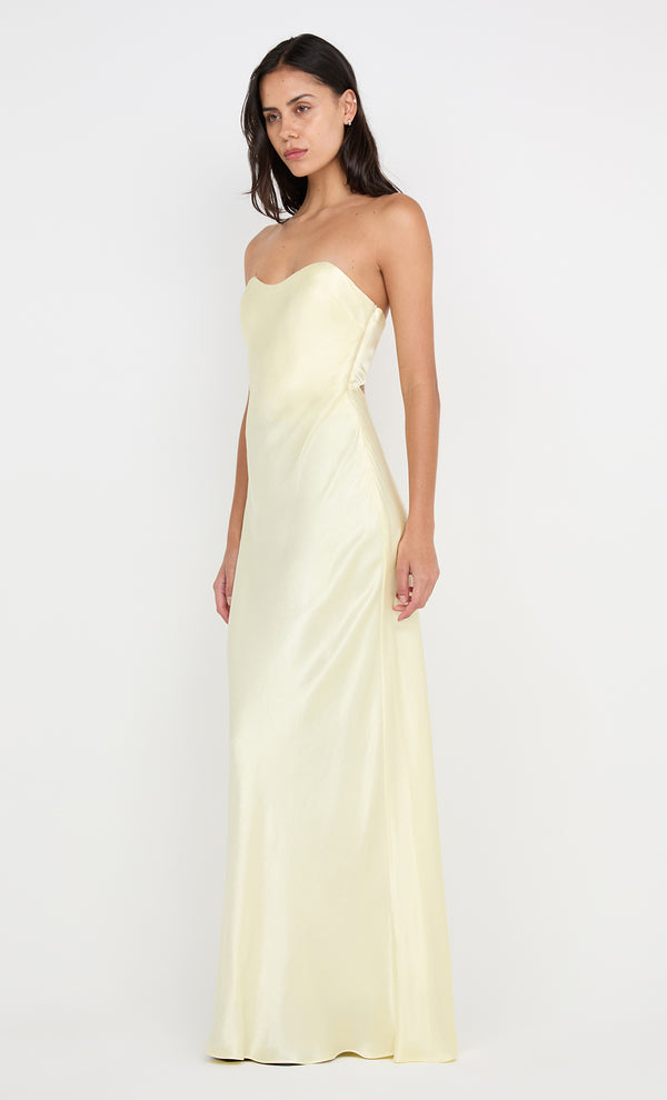 CINDER STRAPLESS MAXI DRESS - ICE YELLOW