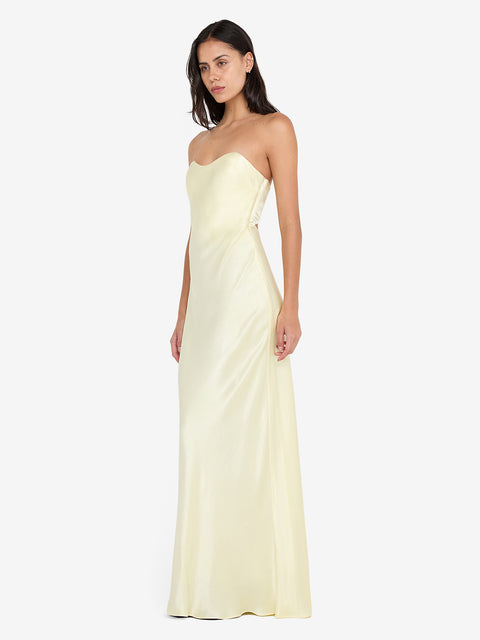 CINDER STRAPLESS MAXI DRESS - ICE YELLOW