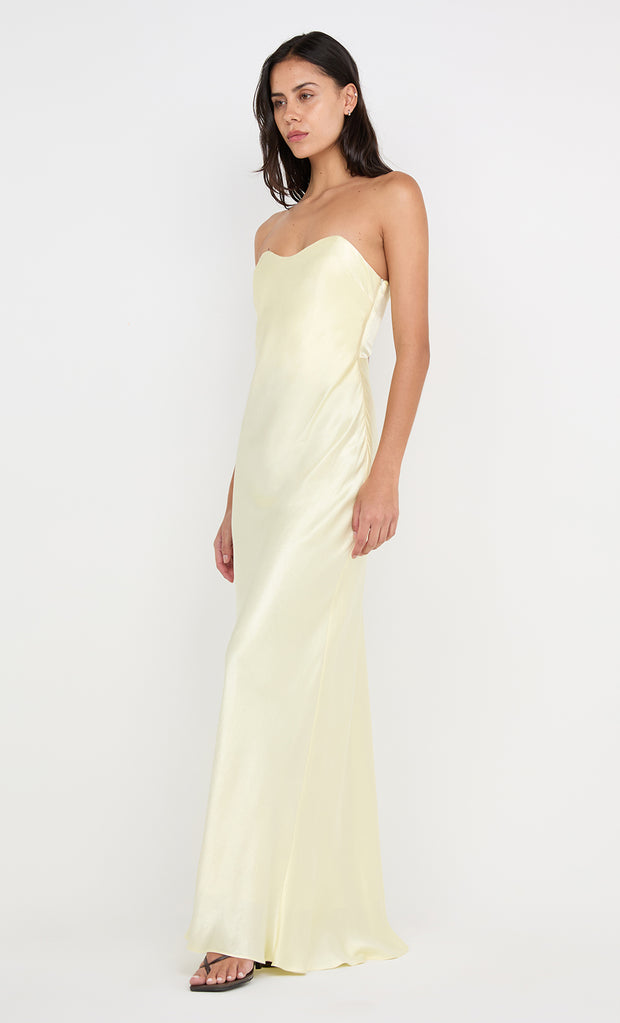 CINDER STRAPLESS MAXI DRESS - ICE YELLOW