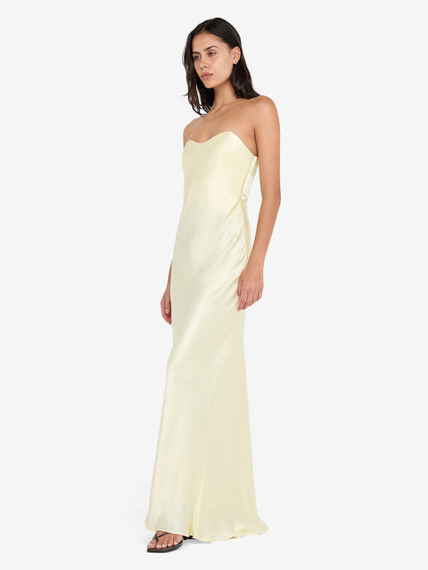 CINDER STRAPLESS MAXI DRESS - ICE YELLOW