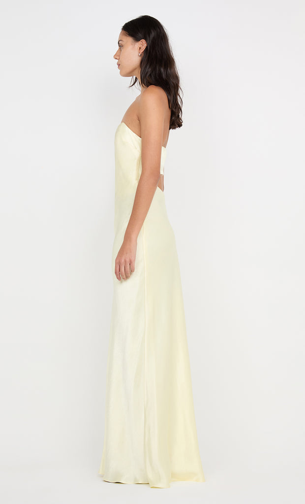 CINDER STRAPLESS MAXI DRESS - ICE YELLOW