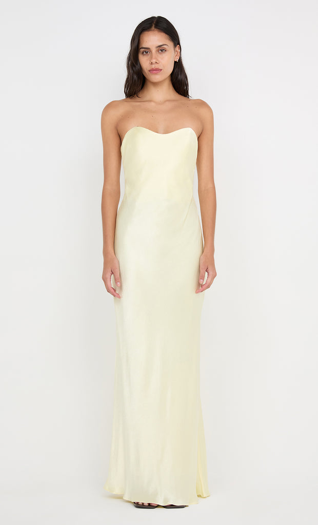 CINDER STRAPLESS MAXI DRESS - ICE YELLOW
