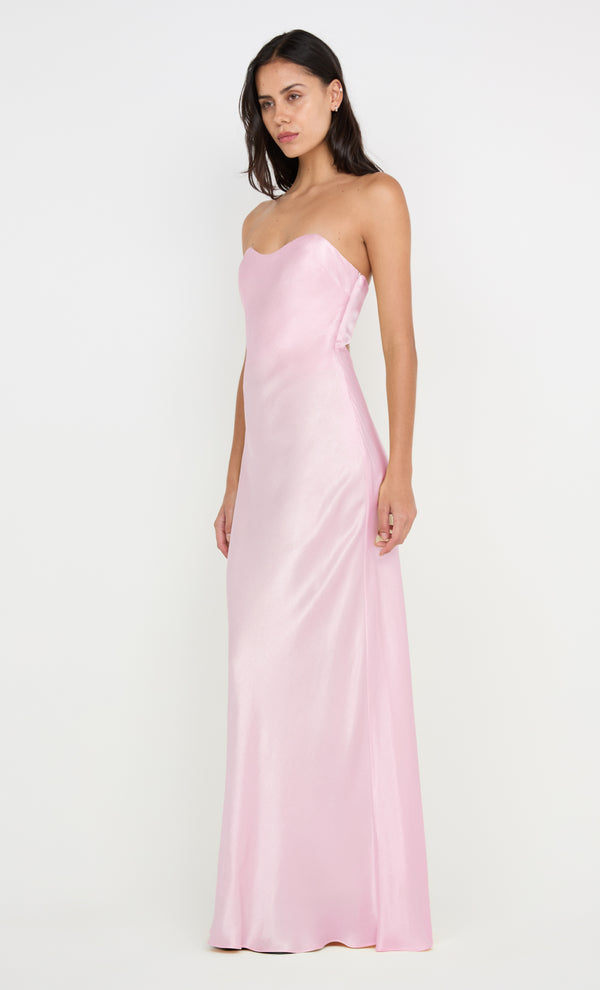 CINDER STRAPLESS MAXI DRESS - POWDER PINK