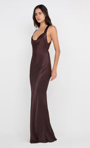 GIA HALTER MAXI DRESS - DARK CHOCOLATE