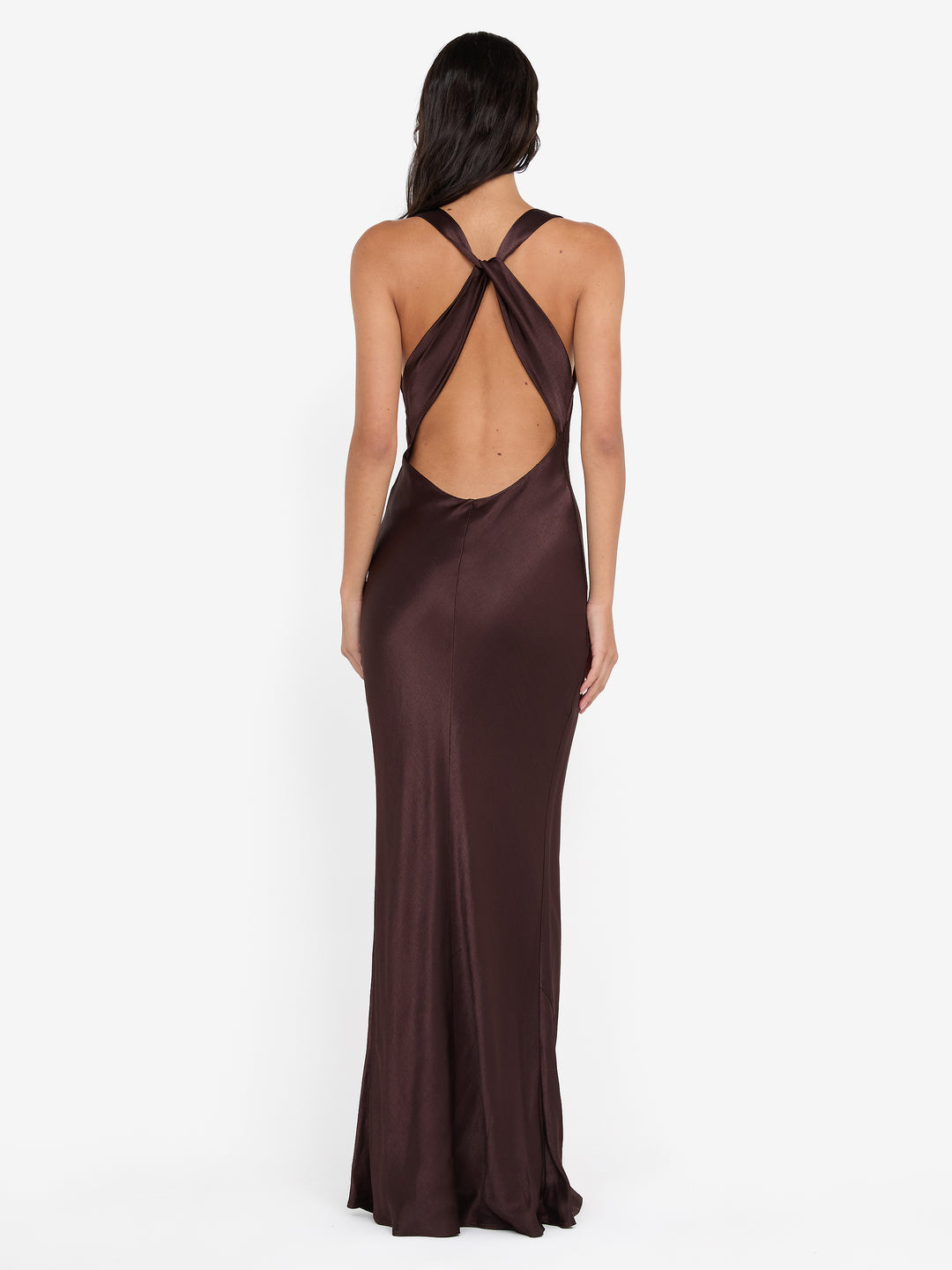 GIA HALTER MAXI DRESS - DARK CHOCOLATE