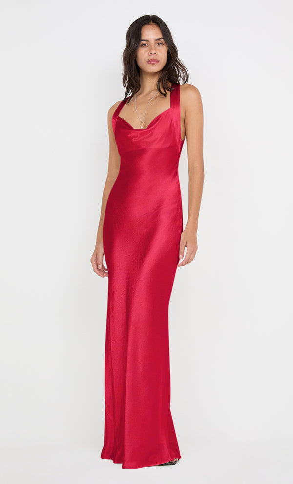 GIA HALTER MAXI DRESS - STRAWBERRY