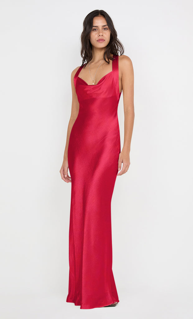 GIA HALTER MAXI DRESS - STRAWBERRY