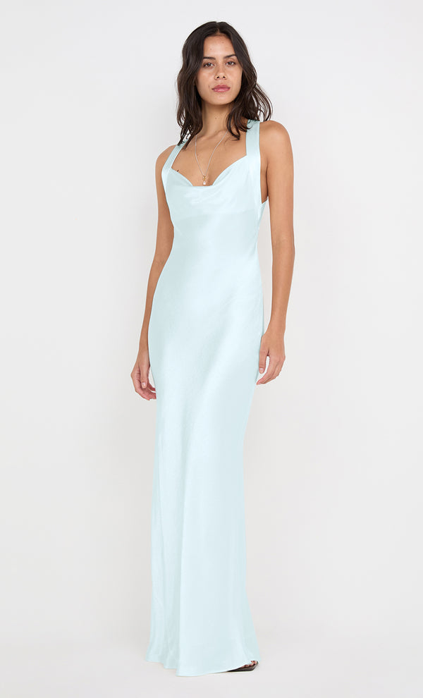 GIA HALTER MAXI DRESS - ARCTIC BLUE