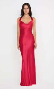 GIA HALTER MAXI DRESS - STRAWBERRY