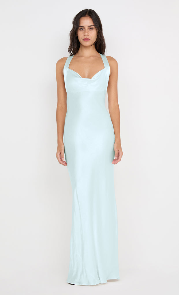 GIA HALTER MAXI DRESS - ARCTIC BLUE
