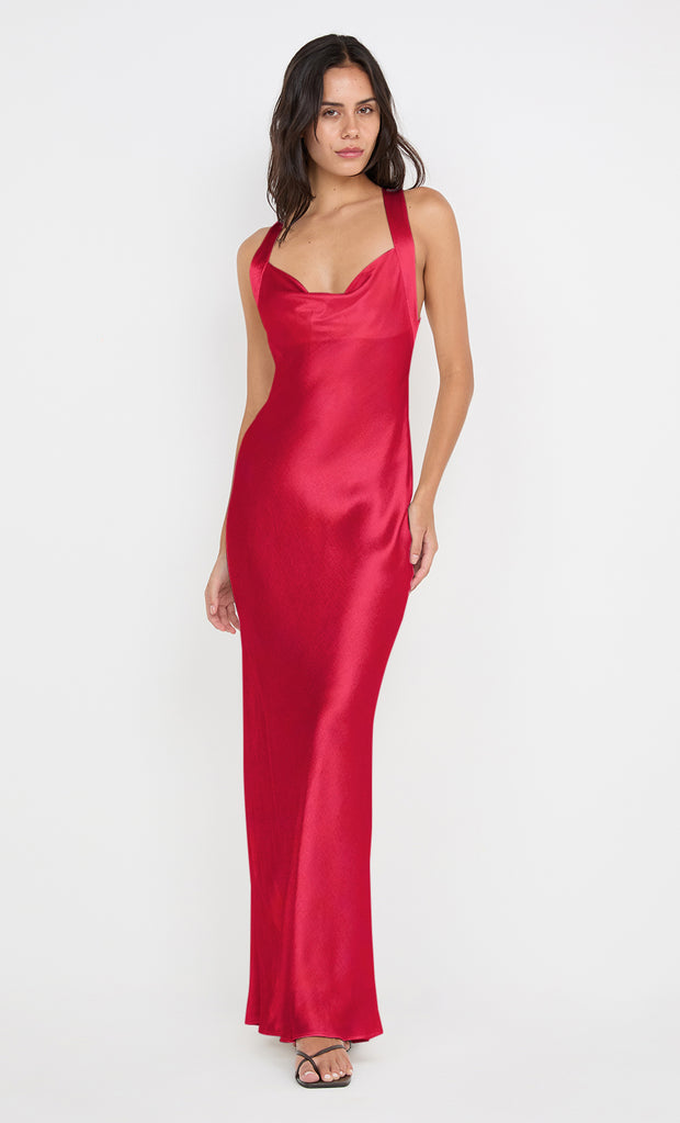 GIA HALTER MAXI DRESS - STRAWBERRY