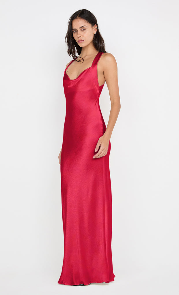 GIA HALTER MAXI DRESS - STRAWBERRY
