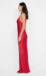 GIA HALTER MAXI DRESS - STRAWBERRY
