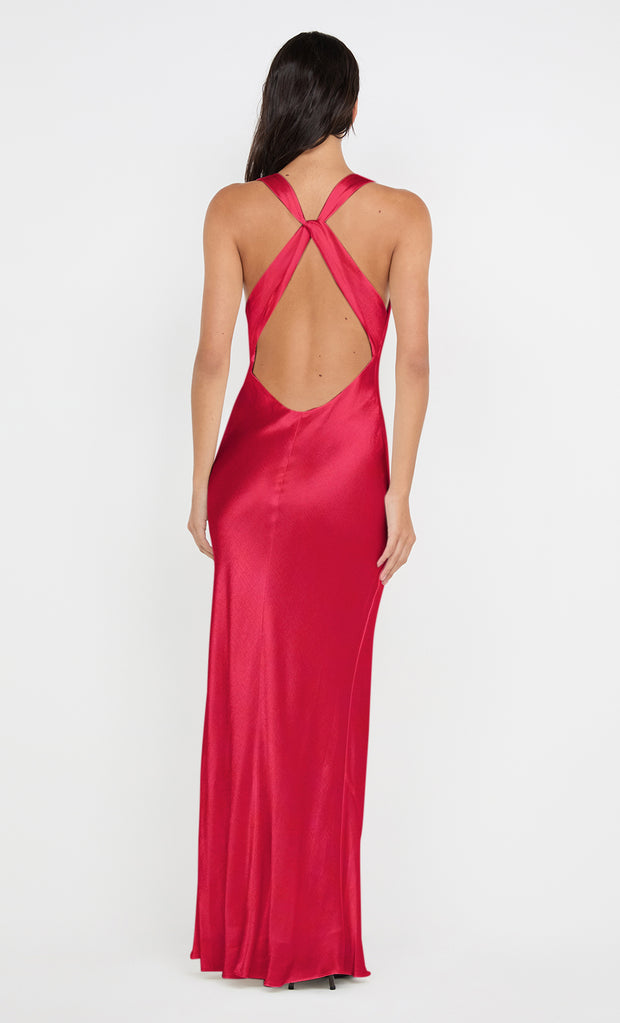 GIA HALTER MAXI DRESS - STRAWBERRY