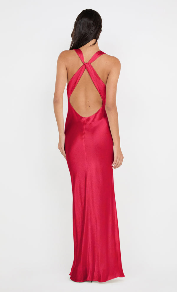 GIA HALTER MAXI DRESS - STRAWBERRY