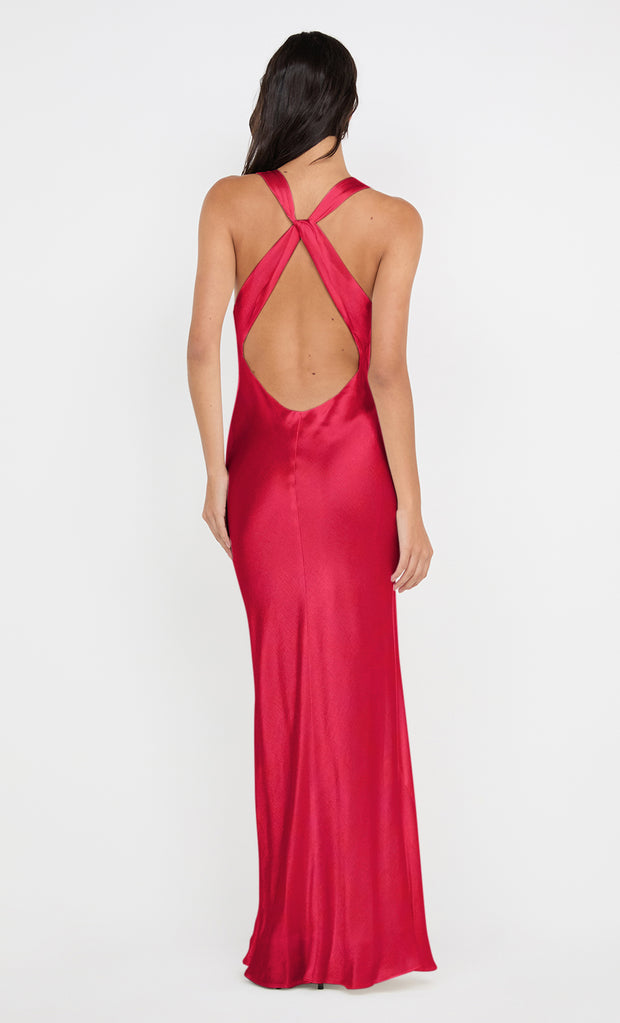 GIA HALTER MAXI DRESS - STRAWBERRY