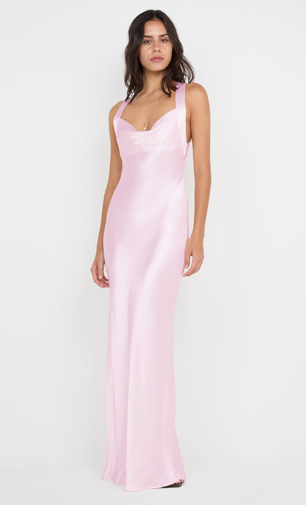 GIA HALTER MAXI DRESS - POWDER PINK