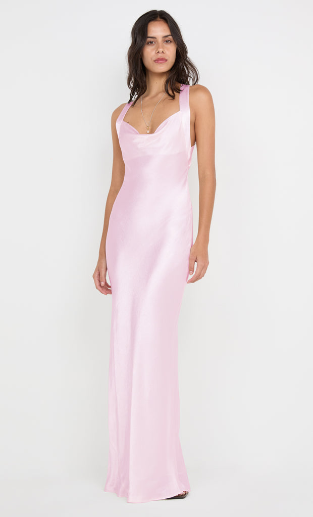 GIA HALTER MAXI DRESS - POWDER PINK