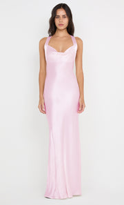GIA HALTER MAXI DRESS - POWDER PINK