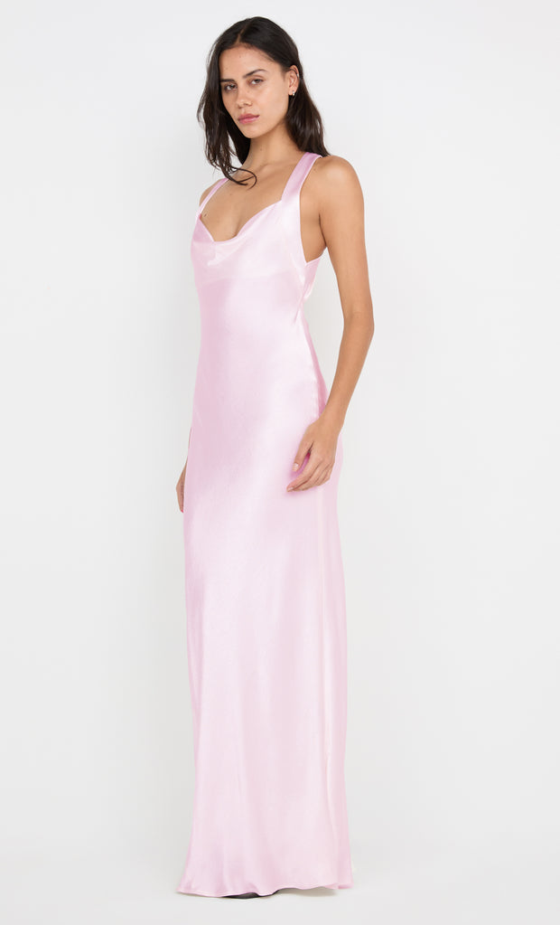 GIA HALTER MAXI DRESS - POWDER PINK