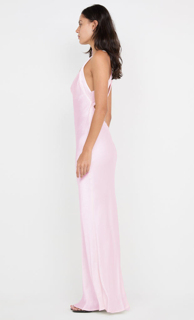GIA HALTER MAXI DRESS - POWDER PINK