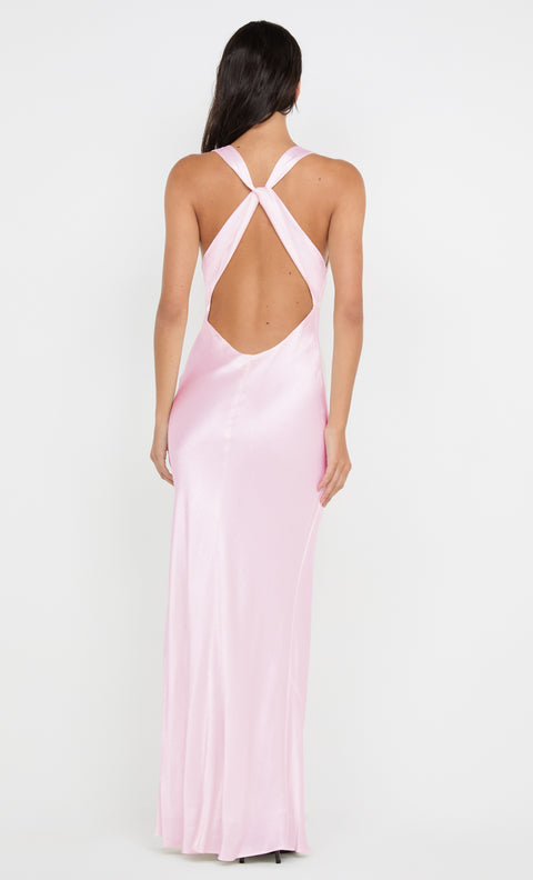 GIA HALTER MAXI DRESS - POWDER PINK