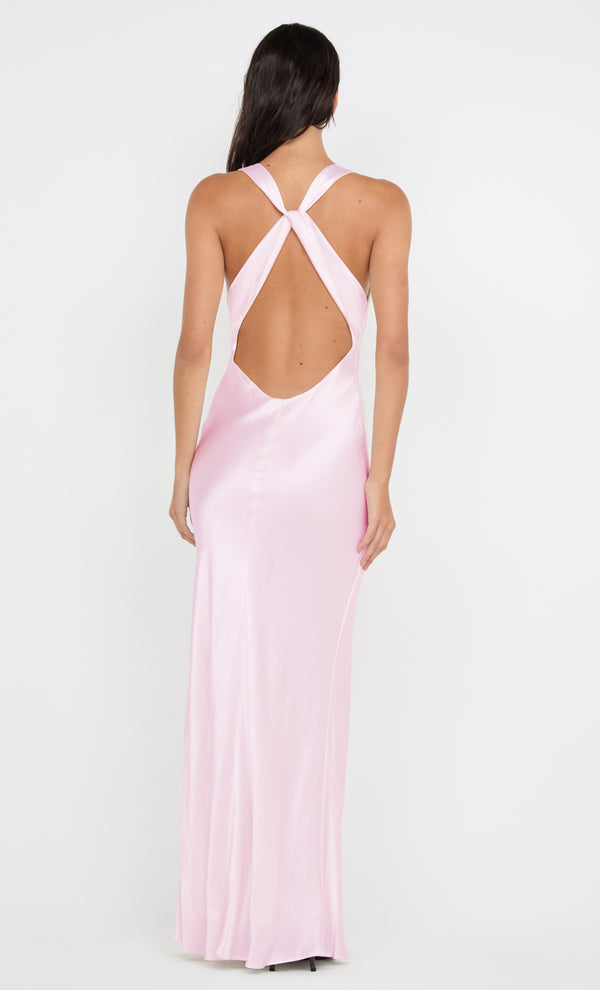 GIA HALTER MAXI DRESS - POWDER PINK
