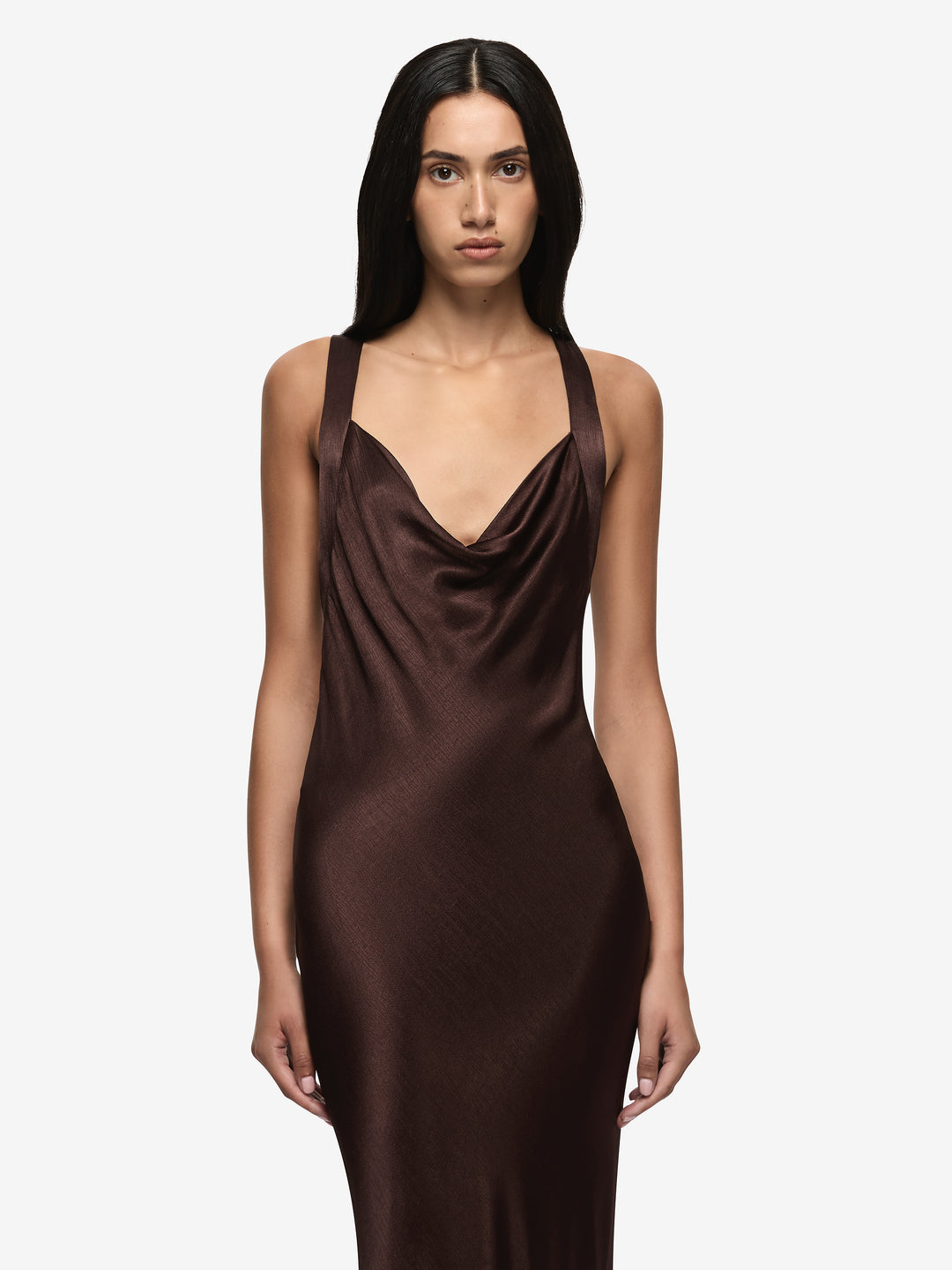 GIA HALTER MAXI DRESS - DARK CHOCOLATE